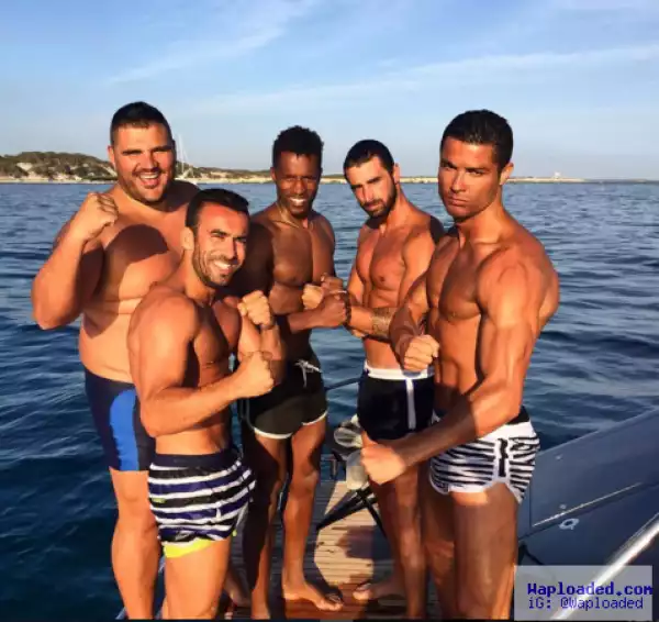 Checkout this sexy photo of Cristiano Ronaldo and his friends in swimwears